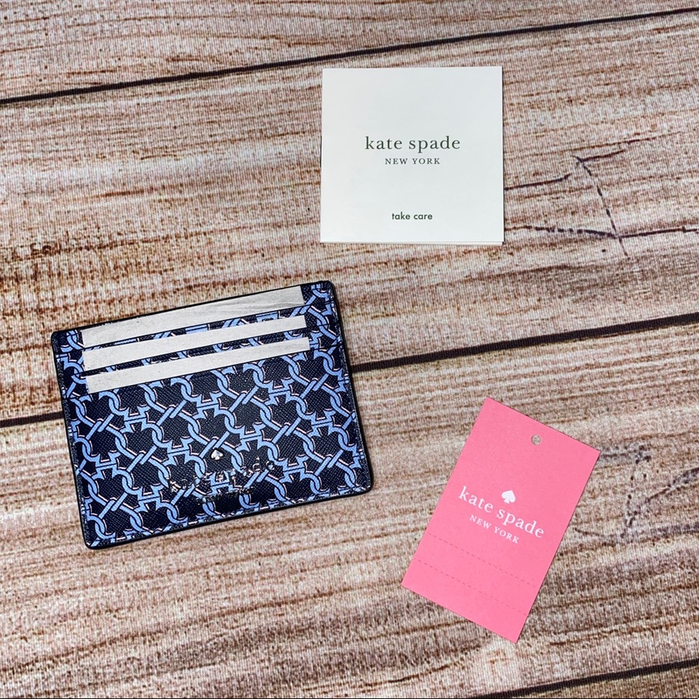 Kate Spade NWT “Spade Links” Blue Card Holder